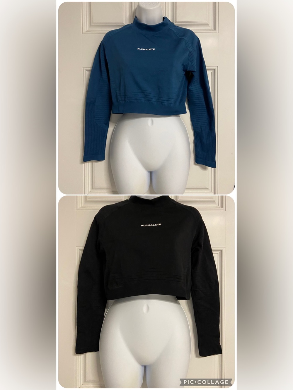 T44- 2PC. Lot ALPHALETE Navy & Black Cropped Active Tops